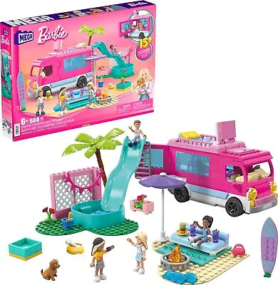 Buy Mega Barbie Dream Camper Adventure 580 Pieces, 4 Micro-Dolls & Accessories • 49.99£