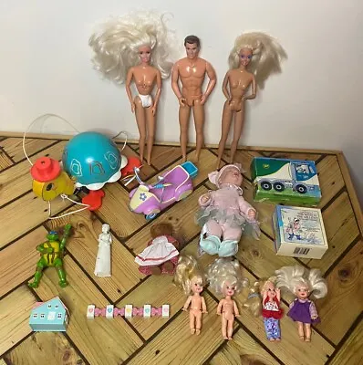 Buy Vintage Toy Bundle- Barbie/ Kelly Doll/ Sylvanian Families/ Fisher Price/ TMNT • 14.99£