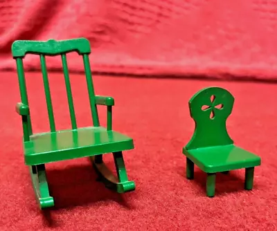 Buy Sylvanian Families | Green Rocking Chair & Child's Chair | Vintage • 10£