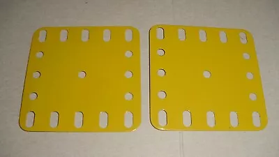 Buy Meccano Two Flexible Metal Plate 5x5 Hole 190 A533 Yellow Used • 1.20£