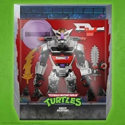 Buy Teenage Mutant Ninja Turtles Robot Rocksteady Figure Super 7 IN STOCK • 74.99£
