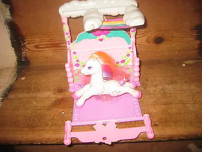 Buy My Little Pony Hasbro 1997 Magic Pink Canopy Bed Playset And Light Heart Button  • 17.99£