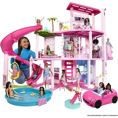 Buy Barbie Dreamhouse Pool Party Doll House 2023 With 75+ Pieces /HMX10 • 203.99£