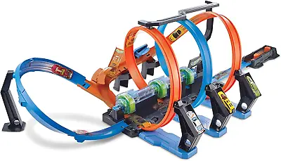 Buy Hot Wheels Track Set And Toy Car, Large-Scale Motorized Track With 3 Corkscrew • 83.54£