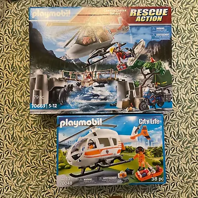 Buy Playmobil Set Rescue Action  City Life Rescue Helicopters 70663 70048 • 36£