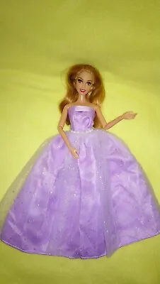 Buy Barbie Dolls Dress Princess Ball Gown Wedding Dress Wedding Dress Purple #J • 11.44£