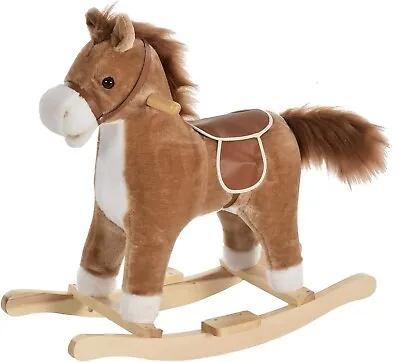 Buy Toddler Rocking Pony Plush Ride On Horse Toy Rocker Seat Sounds Handles Brown UK • 45.90£
