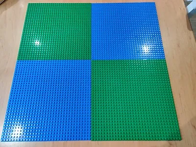 Buy Lego Compatible Base Plate X4 10.25 Inch Sq Blue X2 Green X 2 • 13.99£