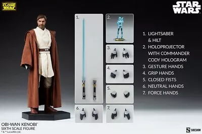 Buy Sideshow Star Wars The Clone Wars 1/6 Scale Action Figure Obi-Wan Kenobi • 275£