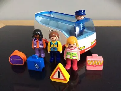 Buy Playmobil 123 Airport Shuttle BUS 6773 Complete Figures Luggage VGC  • 13£