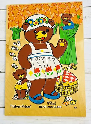 Buy Vintage Fisher-Price Wooden Peg Puzzle-Bear And Cubs #506 • 16.17£