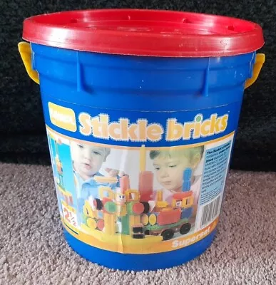 Buy Vintage Playskool Bucket Of Stickle Bricks ~Hasbro 1989 • 14.99£
