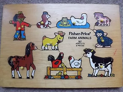 Buy Vintage Fisher Price Wooden Puzzle 1970s  Farm 9 Pieces  Ages 2 To 5 Collectable • 15.95£