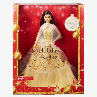 Buy Barbie HJX07 Mattel Barbie Signature Christmas Doll BlackHair 2023 Holiday BWARE • 48.05£