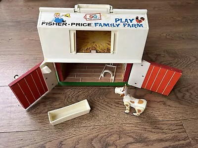 Buy Vintage 1967 Fisher Price 915  Little People Play Family Farm Barn Cow & Trough • 6.95£