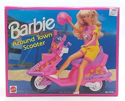 Buy 1992 Barbie Vehicle: Around Town Scooter (Pink) / Scooter - Mattel 7570, NrfB • 31.16£