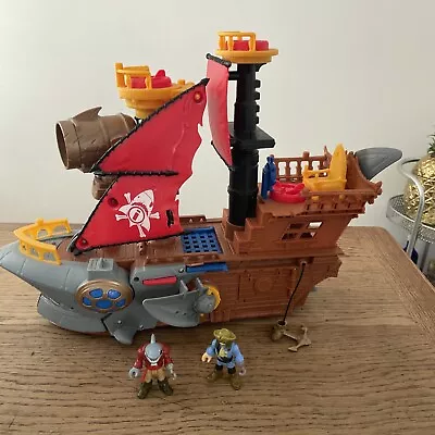 Buy Fisher-Price Imaginext Shark Bite Pirate Ship Toy  With X2   Figures No  Darts • 17.99£