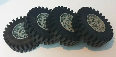 Buy LEGO Technic 3740 3739 8860 24x43 Wheels Grey With Black Solid Tyres X4 • 19.99£