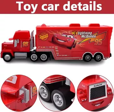 Buy Disney PIXAR Cars No.95 Lightning McQueen Mack Hauler Trailers Truck Diecast Toy • 8.99£