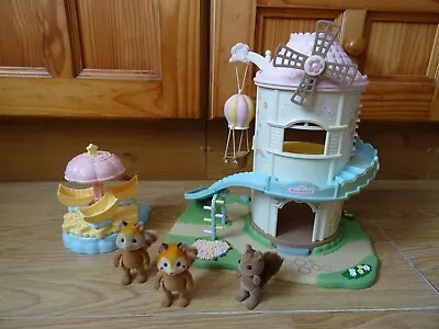 Buy Sylvanian Families Windmill 11.5 Ins High + 3 Figures 3.75 Ins High + Carousel • 5.99£