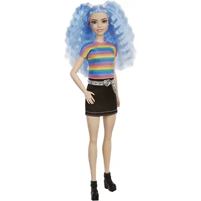 Buy Barbie Doll #170 Collectable With Blue Frizzy Hair And Stripped Top Mattel • 12.99£