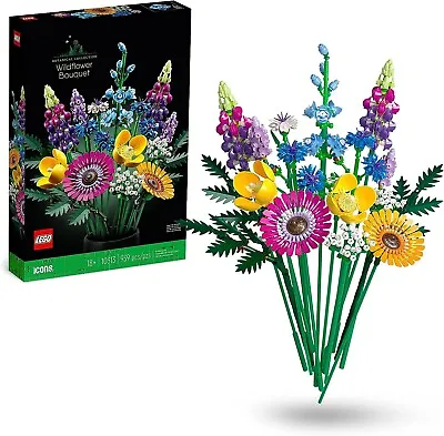 Buy LEGO 10313 Icons Wildflower Bouquet Set, Artificial Flowers With Poppies. New • 43.99£