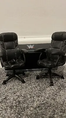 Buy WWE Commentator Table With Chairs Breakable Announcer Desk For Wrestling Figures • 22£