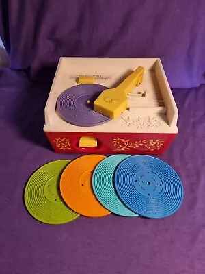 Buy Vintage 1971 Fisher Price Record Player Music Box With 5 Records - Works! • 57£