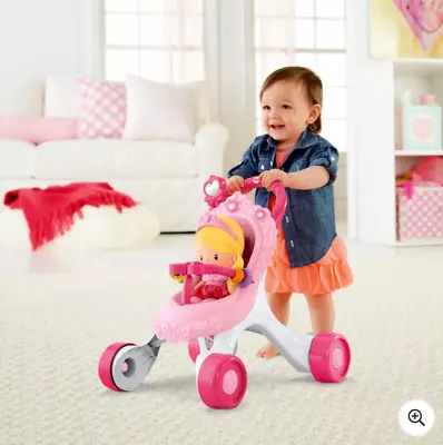 Buy Fisher-Price Princess Stroll-Along Baby Walker And Doll Set, Babies Stroller Toy • 52.99£
