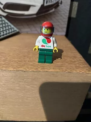 Buy Vintage Lego Figure Octan White & Green In Red Helmet Hat Town Minifig • 2.89£