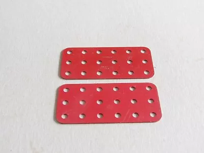 Buy 2 Meccano 3 X 6 Hole Flat Metal Plates Part 73 Mid Red Stamped MMIE • 6£