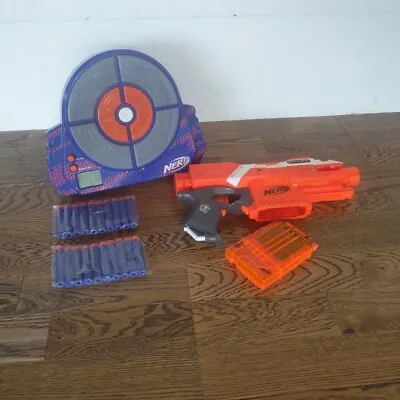 Buy NERF Stryfe And Target Elite Battery Blaster Orange With 26 Bullets And Magazine • 17.99£