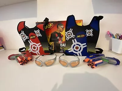 Buy NERF Dart Tag Strike-fire 2 Player Duel System, Vests Darts Glasses Guns • 12£