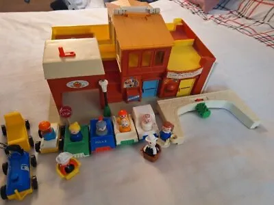Buy Vintage 1970's FISHER PRICE PLAY FAMILY VILLAGE Playset With 9 Figures & Cars • 14.95£