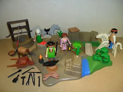 Buy PLAYMOBIL BLACKSMITHS FORGE (Farrier,Horses For Knights Castle,Farm,Stable,Well) • 8.99£