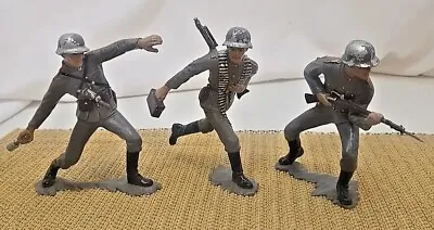 Buy 3 Vintage Louis Marx 1963 WW2 German Soldiers Figures 5 1/2  Tall • 36.50£