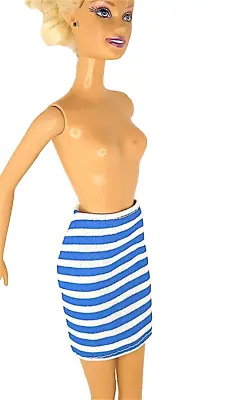 Buy BARBIE 80s Mini White Skirt Blue Stripes B001 • 6.17£
