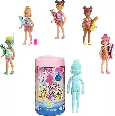 Buy Barbie GTT25 Chelsea Color Reveal Doll With 6 Surprises 4 Bags With Cover-Up, Sh • 28.17£