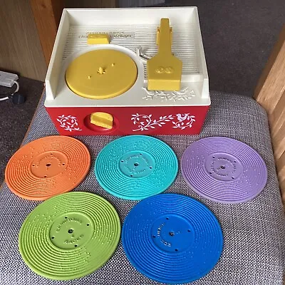 Buy Vintage Collectable Fisher Price Record Player 5 Records 70s • 49.99£