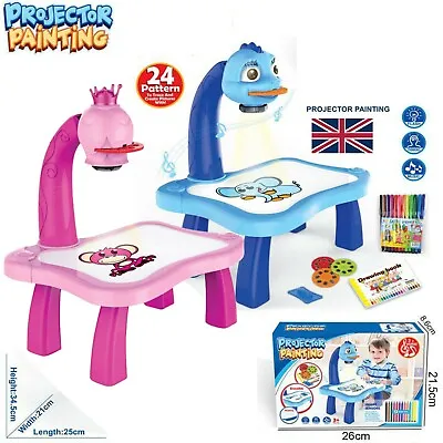 Buy Kid Toy Painting Drawing Table Led Projector Music Toys Kids Arts Crafts Gift UK • 12.95£