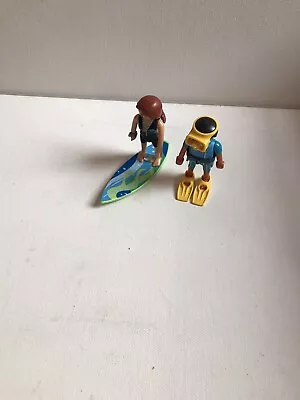 Buy Playmobil Families Figures: Water-sports Couple Surfer & Snorkeler - Used • 1.99£