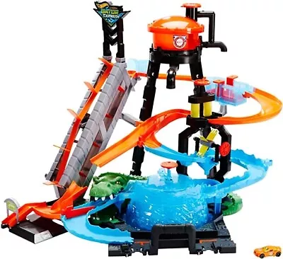 Buy Hot Wheels FTB67 City Gator Car Wash Connectable Play Set With Diecast And Car. • 103.95£