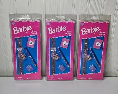 Buy 1997 Barbie Ruler Watch Kids Pink Vtg 90s Deadstock Hope Unopened NOS Lot Of 3 • 17.04£