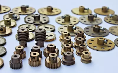 Buy ORIGINAL VINTAGE MECCANO, LARGE LOT OF Brass Gears, Wheels, Pulley, Set 10 Parts • 4.99£