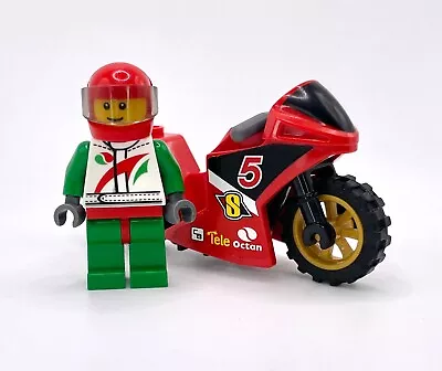 Buy LEGO City - Motorcycle Racer Minifigure & Bike - Octan - Great Condition • 3.99£