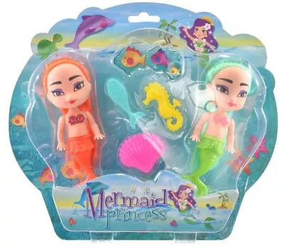 Buy Mermaid Princess 2pcs - Ty3416 Doll Toy Swimming Play Set Fish Shells Sea Beach • 6.99£