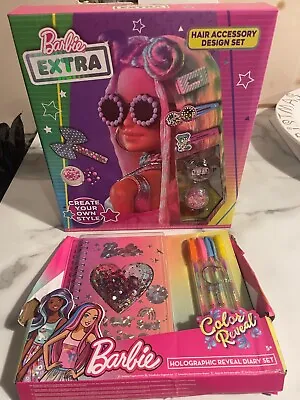 Buy Barbie Bundle NEW & SEALED - Holographic Reveal Diary Set & Hair Accessory Set • 15£