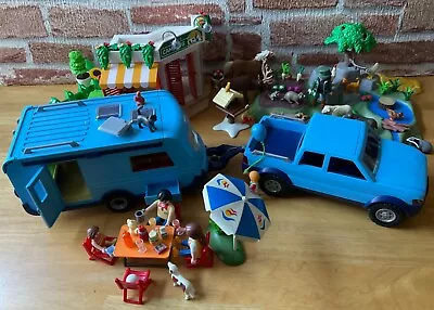 Buy Playmobil, Caravan, Truck, Camping Shop, Small Farm, Animals, Figures, Good Cond • 15.99£