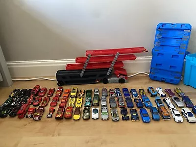 Buy 66 Hot Wheels Cars + Transport Truck And Box. • 42.50£