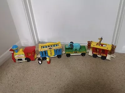 Buy Vintage Fisher Price Little People Circus Train  With Animals Wooden Figures  • 25£